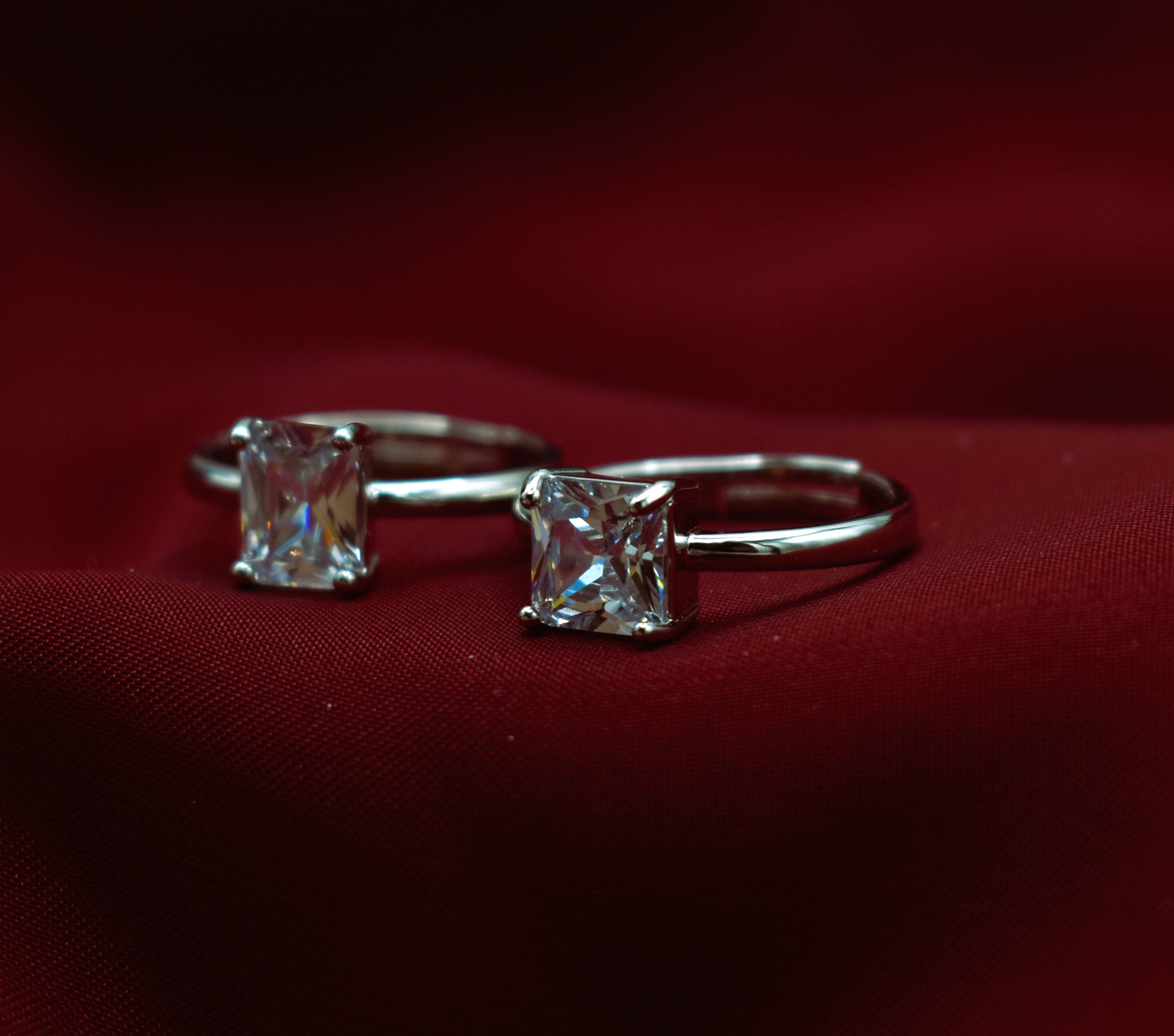 Silver Zircon Rings in Heart, Leaf, Square Shapes – Elegant & Stylish Jewelry