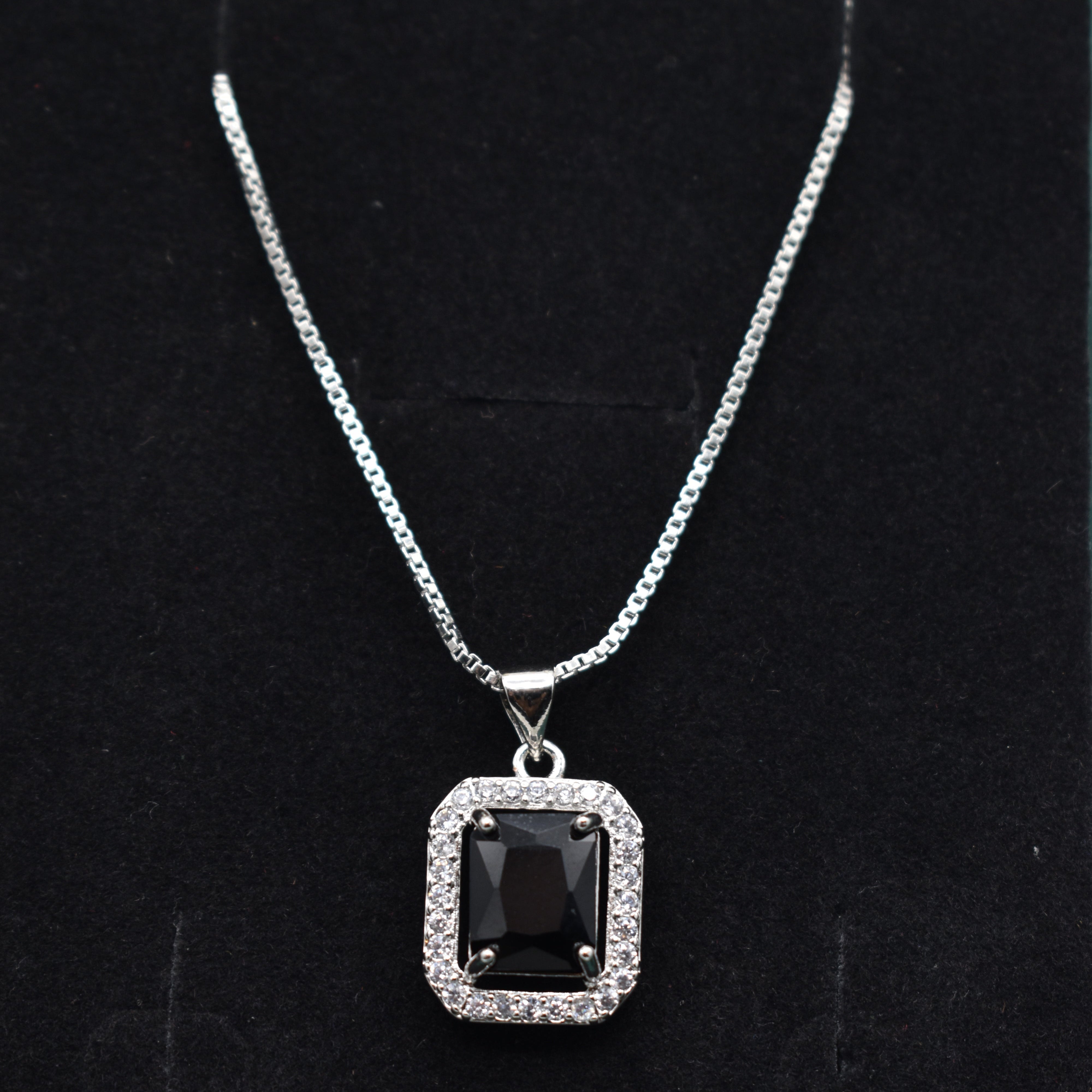 Luxurious  Black Zirconia Necklace Set with Ring and Earrings