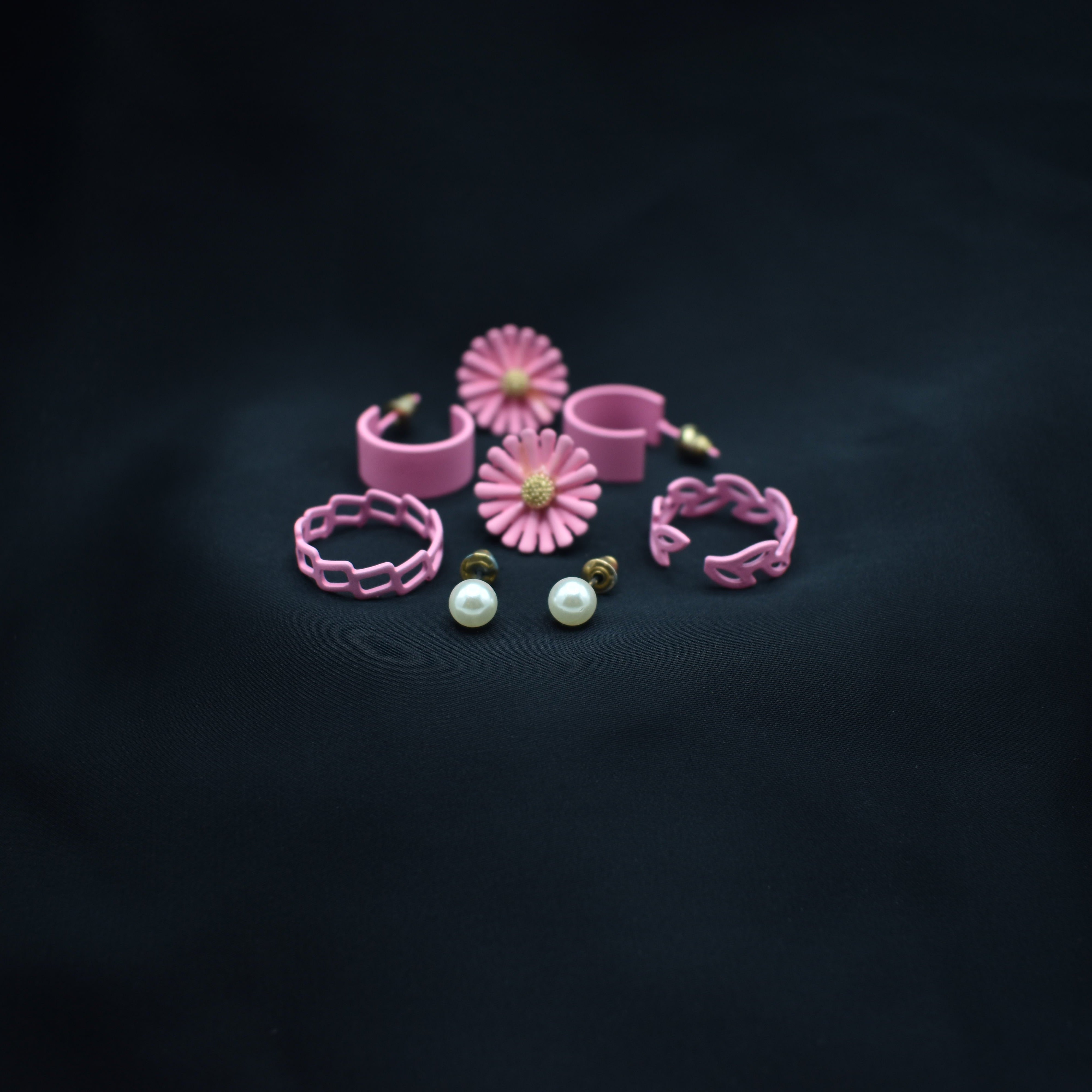 Elegant Earrings with 2 Rings – Set of 5 Pcs