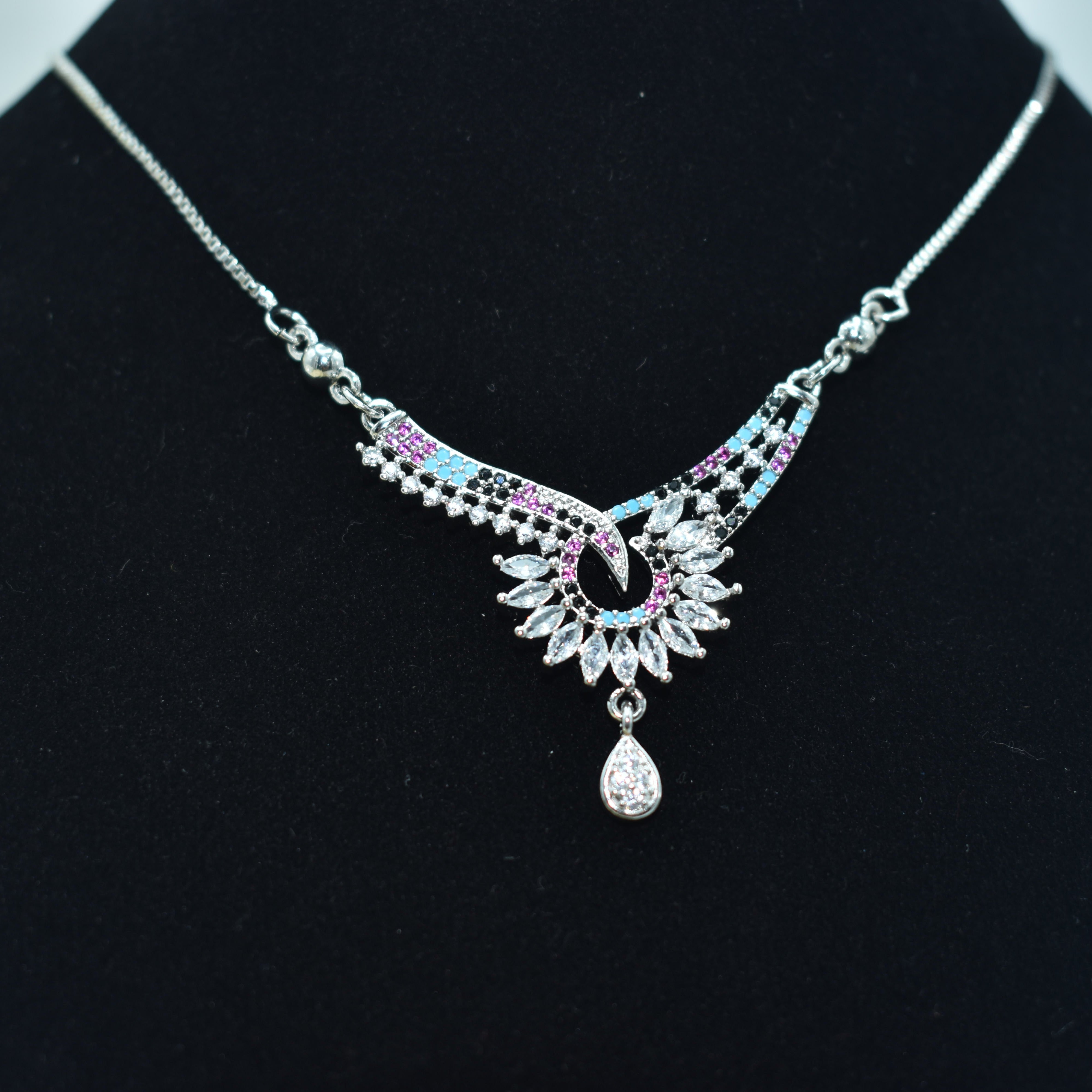 Exquisite Zircon Pendant Set with Matching Bracelet and Earrings