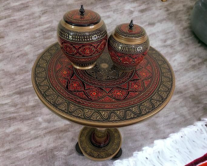 Wooden Handmade Classy Corner Table with Handmade Candy Jar