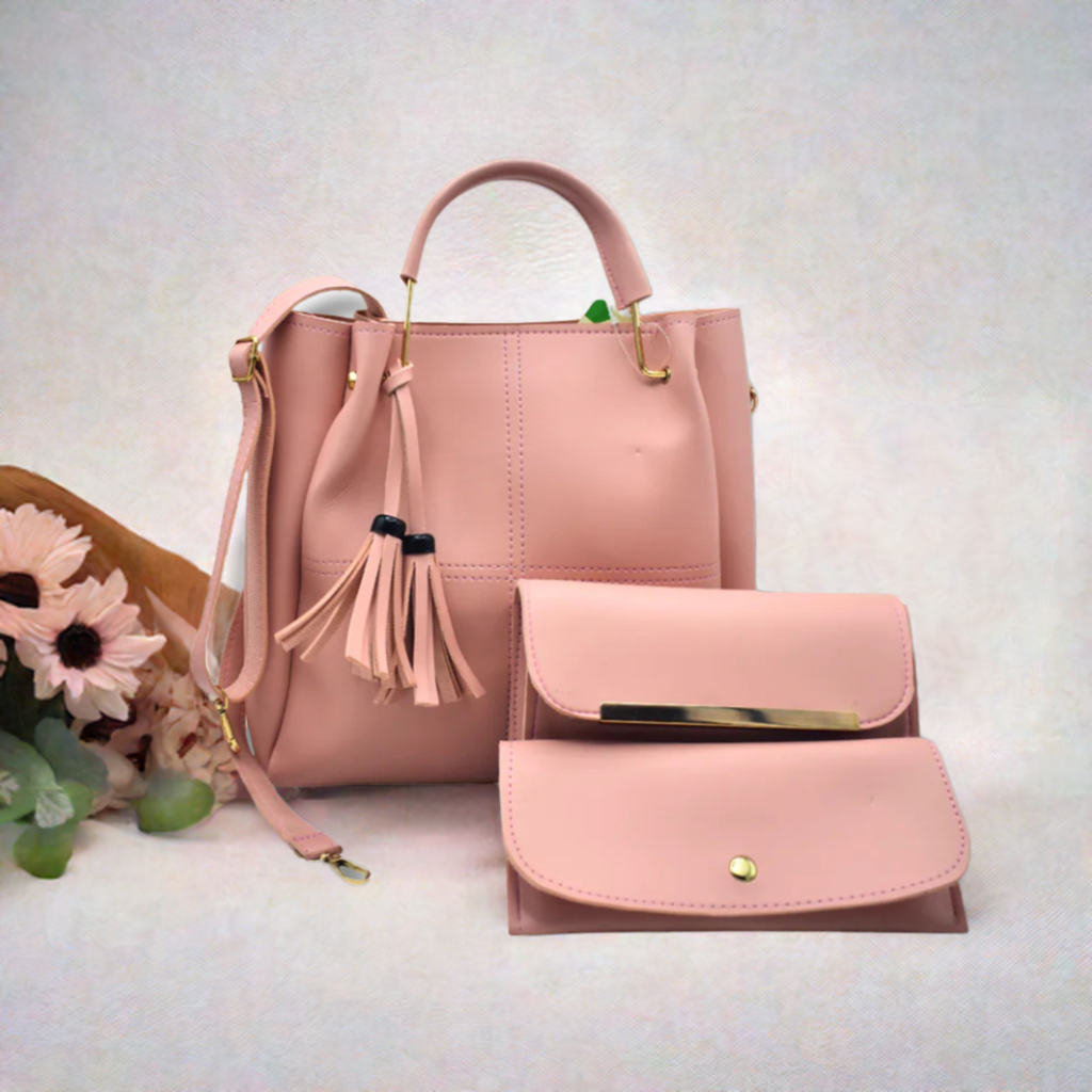 3-in-1 Women’s Handbag Set – Top Handle Bag, Wallet & Crossbody Strap
