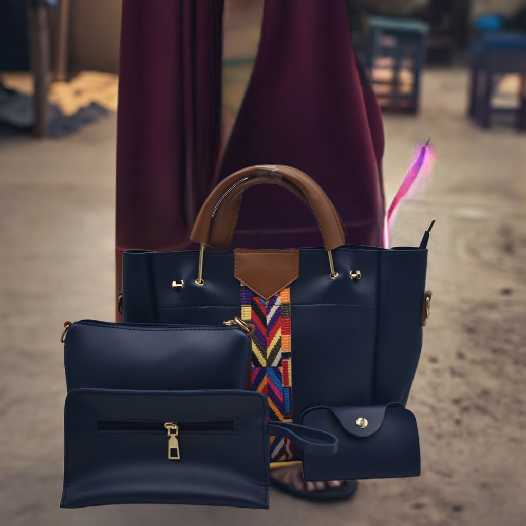 Premium 4-Piece Women's Handbag Set with Beautiful Colorful Lace