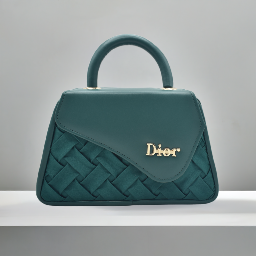 Chic Velvet Front Flap Handbag – Green & Blue