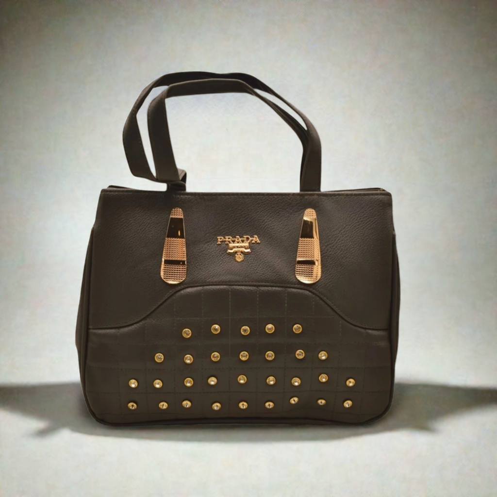 Mini Tote Handbag in Black – Elegant, Radiant Design with Stunning Gem Accents