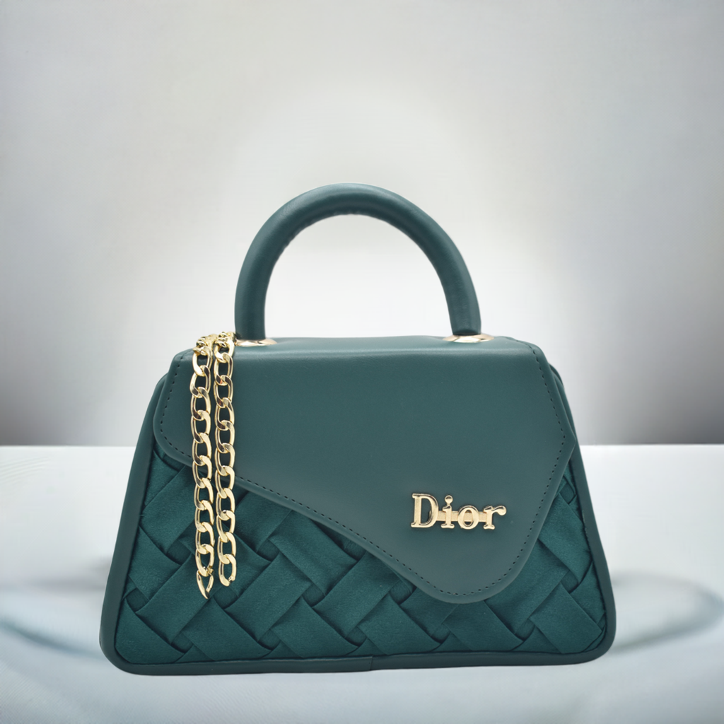 Chic Velvet Front Flap Handbag – Green & Blue