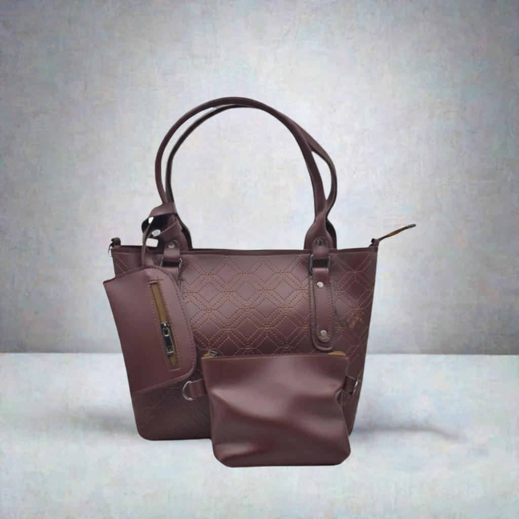 High-Quality 3-Piece Classic Leatherette Tote Bag for Women – Stylish & Durable