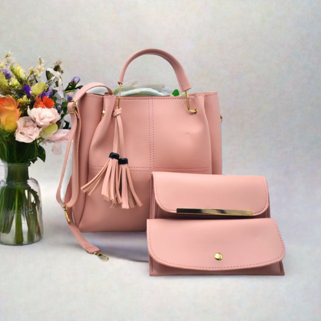 3-in-1 Women’s Handbag Set – Top Handle Bag, Wallet & Crossbody Strap