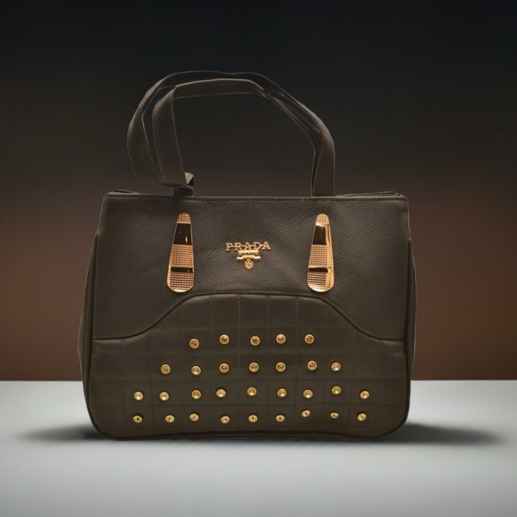 Mini Tote Handbag in Black – Elegant, Radiant Design with Stunning Gem Accents