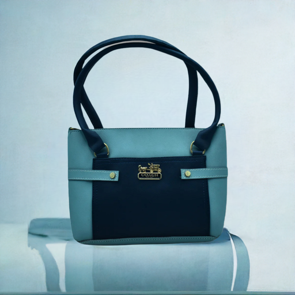 Coach Navy Blue Tote Bag with Gold Accents – Stylish & Elegant Handbag for Women