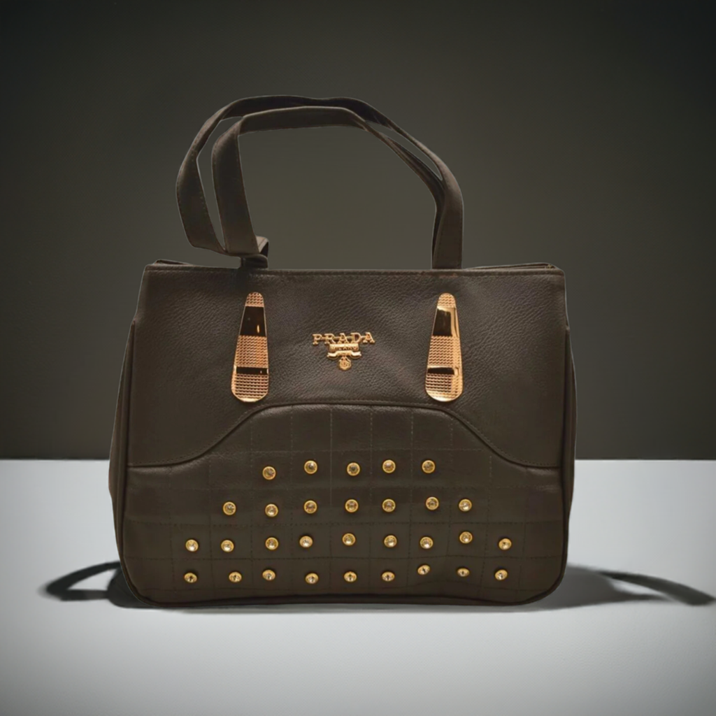 Mini Tote Handbag in Black – Elegant, Radiant Design with Stunning Gem Accents