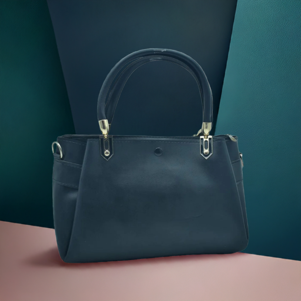 MANGO Blue Textured Tote Bag with Brown Handles – Stylish & Versatile Handbag for Wome