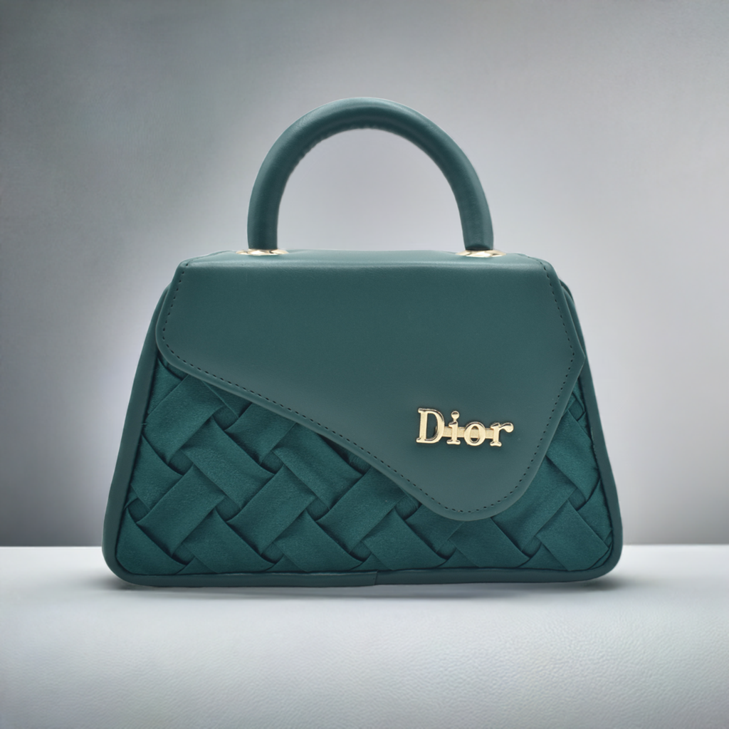 Chic Velvet Front Flap Handbag – Green & Blue