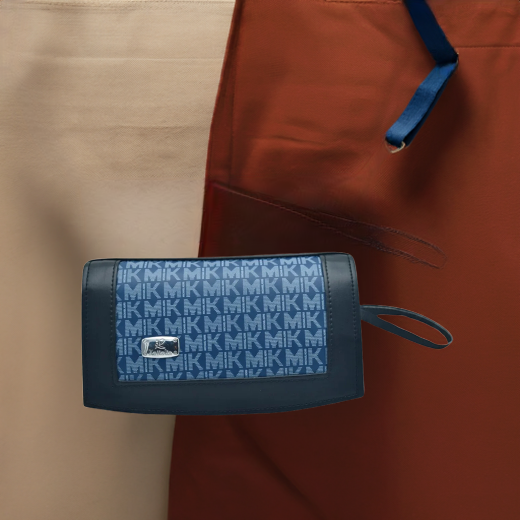 Blue Leather & Textile Whitney Small Purse – Stylish, Compact, and Spaciou