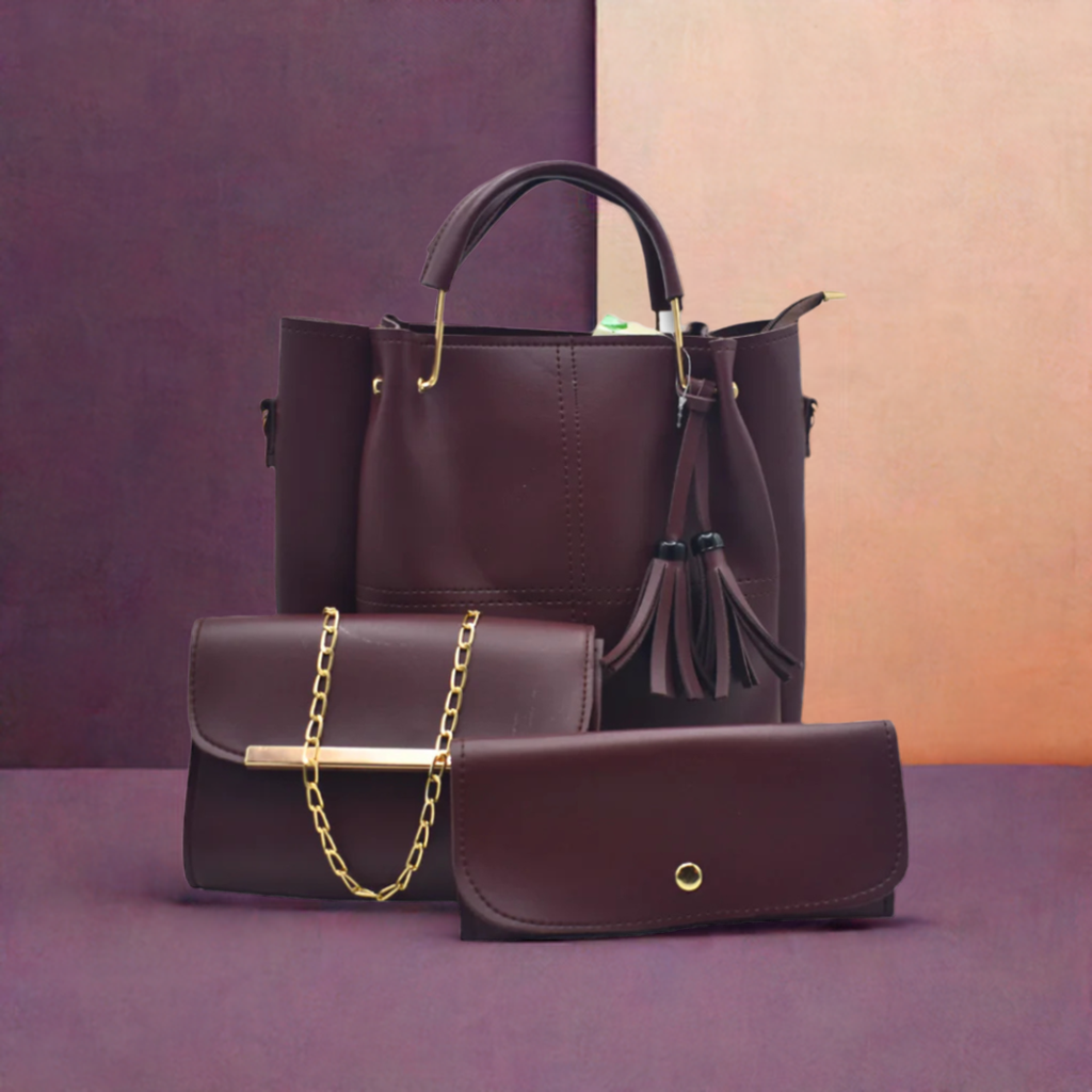 3-in-1 Women’s Handbag Set – Top Handle Bag, Wallet & Crossbody Strap