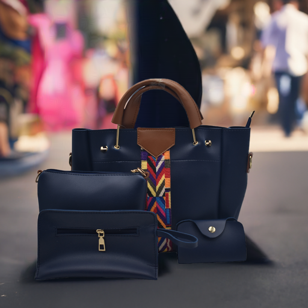 Premium 4-Piece Women's Handbag Set with Beautiful Colorful Lace