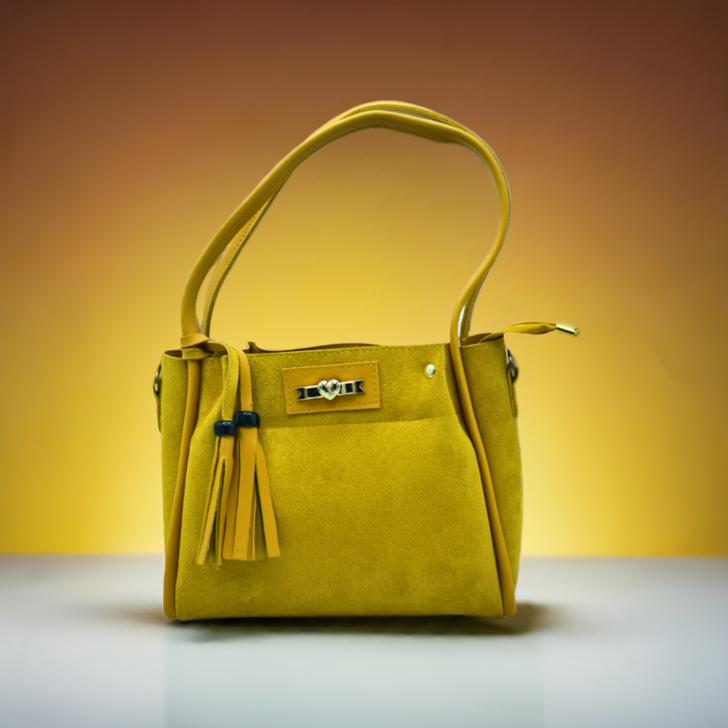 Elegant Mustard Yellow Women’s Tote Handbag – Unique Textured Design for Classy Style